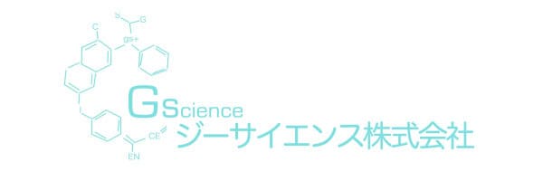 化学構造と日本語のテキスト、および英語で「GScience」という単語を特徴とする GScience のロゴ。.